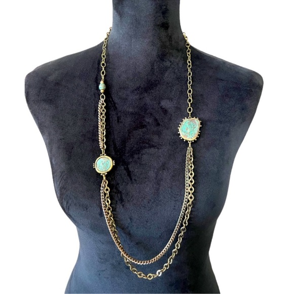 - Elegant Gold and Turquoise Vintage style French Token type coin piece ne… - Picture 1 of 5